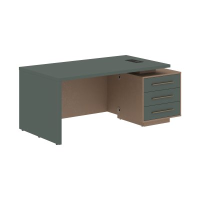 Стол руководителя с тумбой VCT 1890(R) Нефрит/Бронза браш/Кобра 1800х900х750 VELION