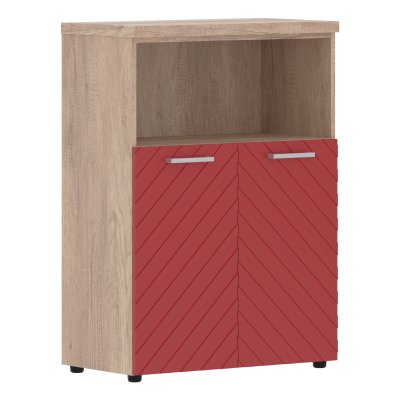 Шкаф с глухими малыми дверьми и топом TLMC 85.3 Красный/Дуб Каньон Z 856х450х1203 TORR LUX