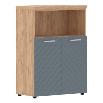 Шкаф с глухими малыми дверьми и топом TLMC 85.3 Серо-голубой/Дуб Бофорд Z 856х450х1203 TORR LUX
