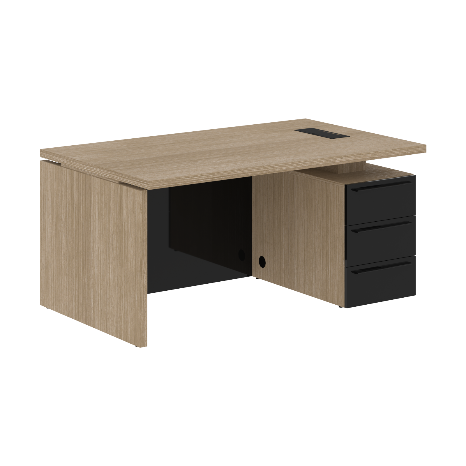 Стол письменный СП-064-25-24(R) Дуб Натуральный/Черный глянец 1600х900х750 KANON