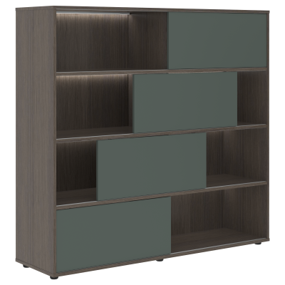 Стеллаж с дверьми купе VMCS 1615 Нефрит/Дуб Сильвер 1600х450х1517 VELION