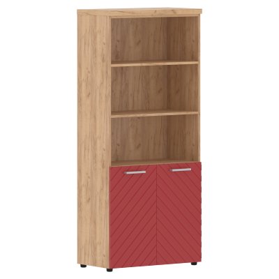 Шкаф с комплектом малых дверей и топом TLHC 85.5 Красный/Дуб Бофорд Z 856х450х1968 TORR LUX