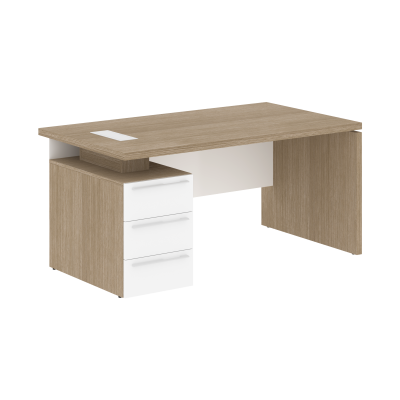 Стол письменный СП-064-25-06(L) Дуб Натуральный/Белый глянец 1600х900х750 KANON