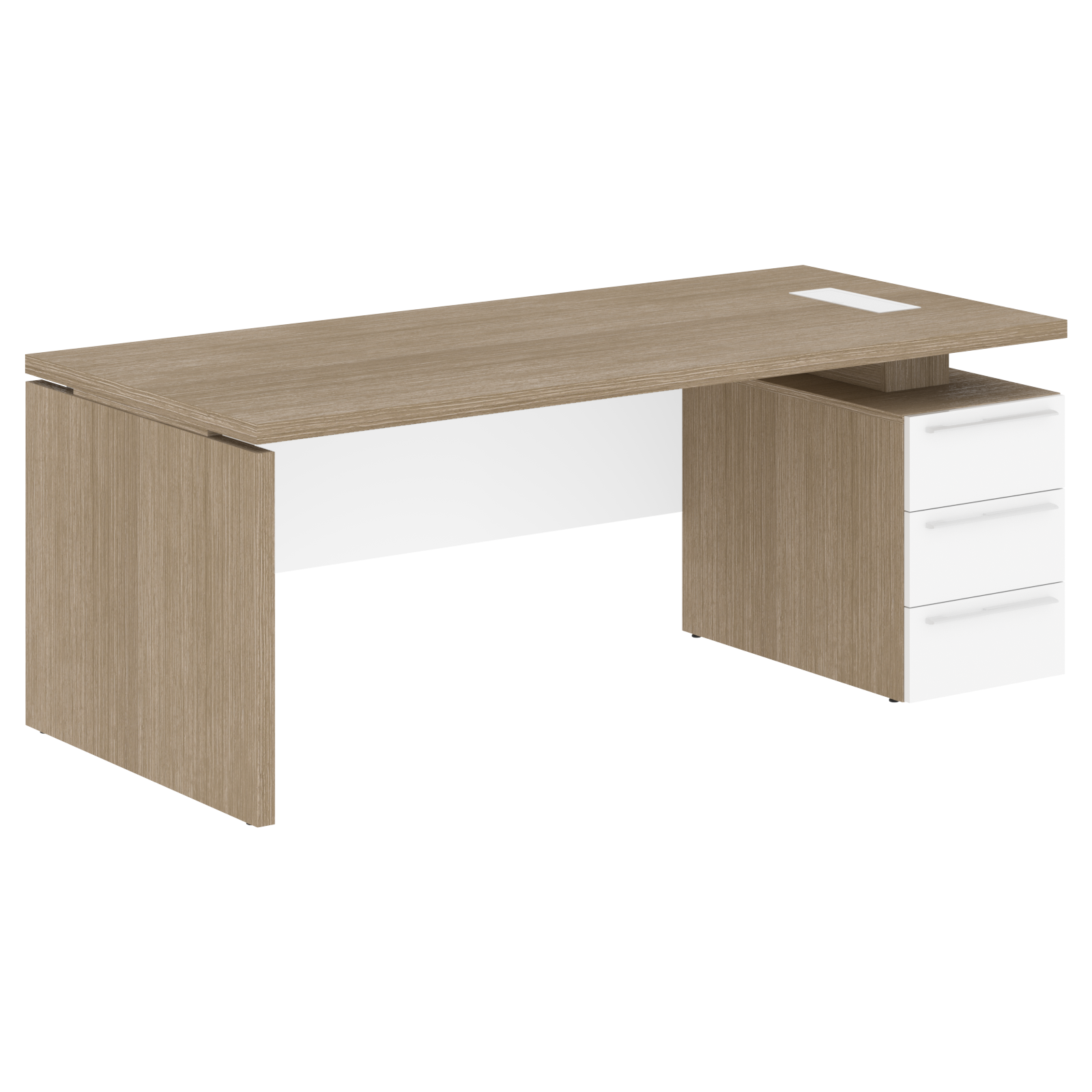 Стол письменный СП-064-25-05(R) Дуб Натуральный/Белый глянец 2000х900х750 KANON