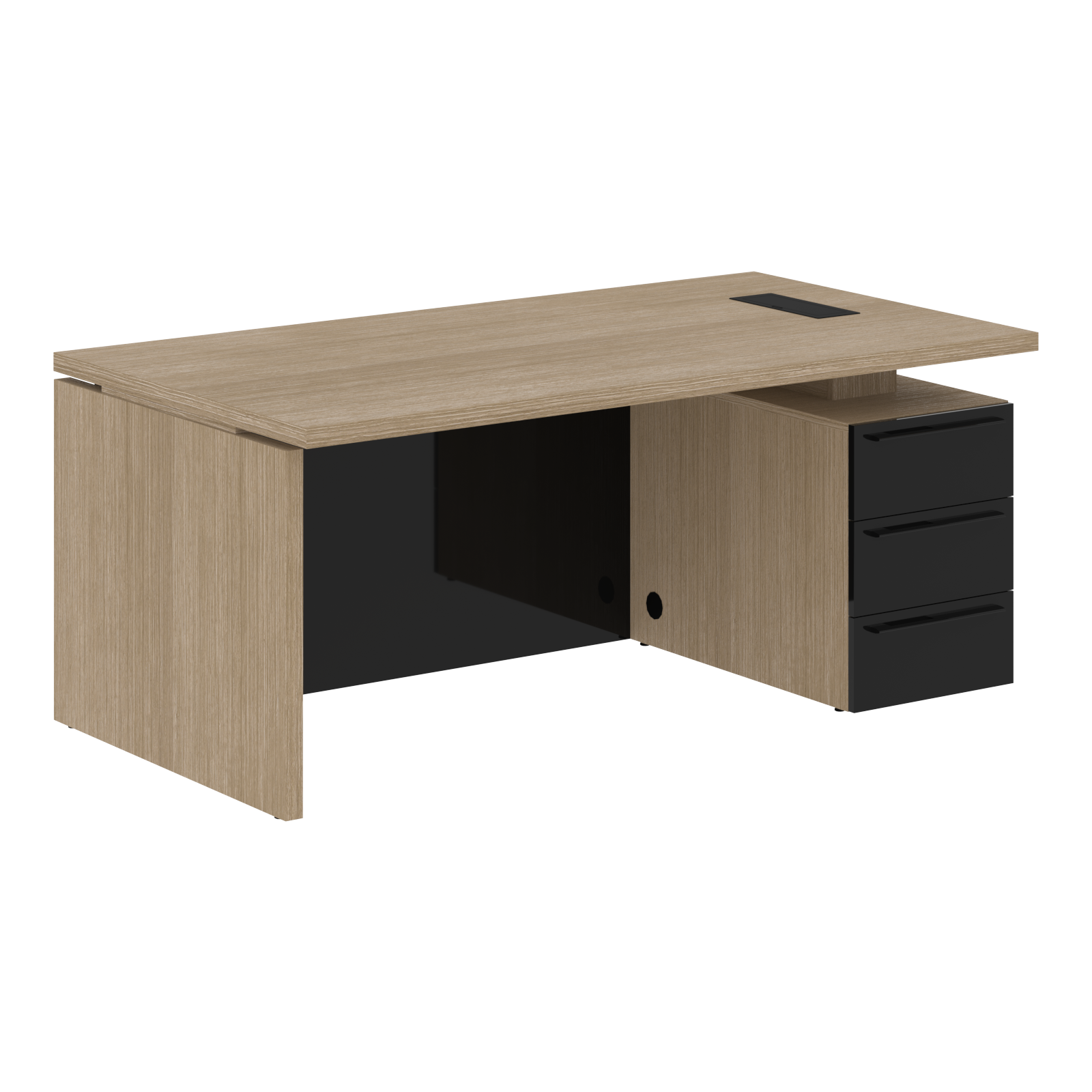 Стол письменный СП-064-25-25(R) Дуб Натуральный/Черный глянец 1800х900х750 KANON