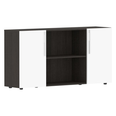 Шкаф с двумя дверями и открытой полкой СП-064-25-22 Белый глянец/Дуб Мореный 1600х450х800 KANON