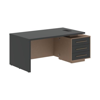 Стол руководителя с тумбой VCT 1890(R) Яшма черный/Бронза браш/Кобра 1800х900х750 VELION