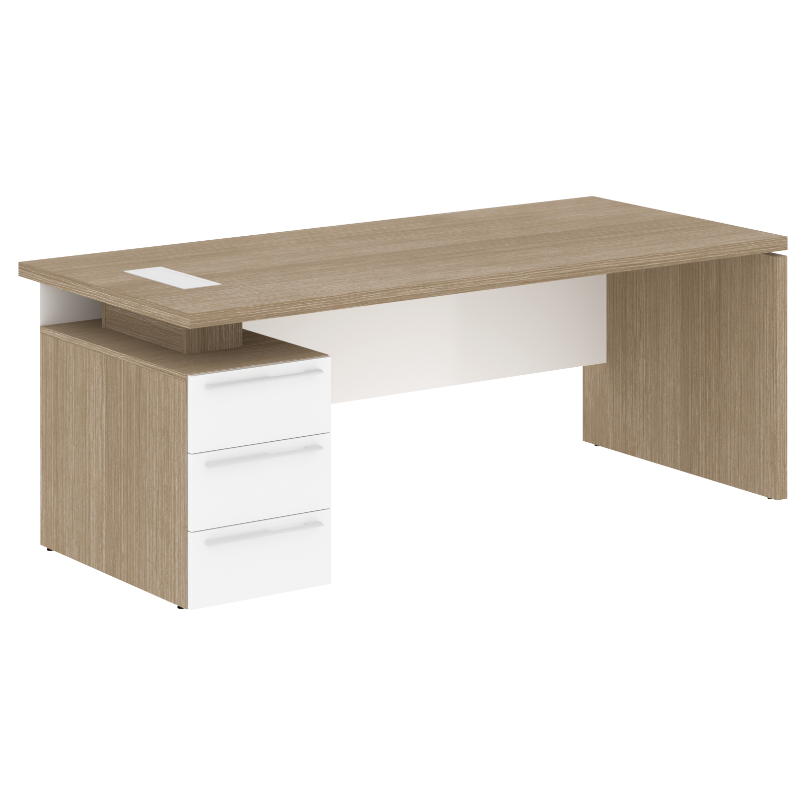 Стол письменный СП-064-25-05(L) Дуб Натуральный/Белый глянец 2000х900х750 KANON