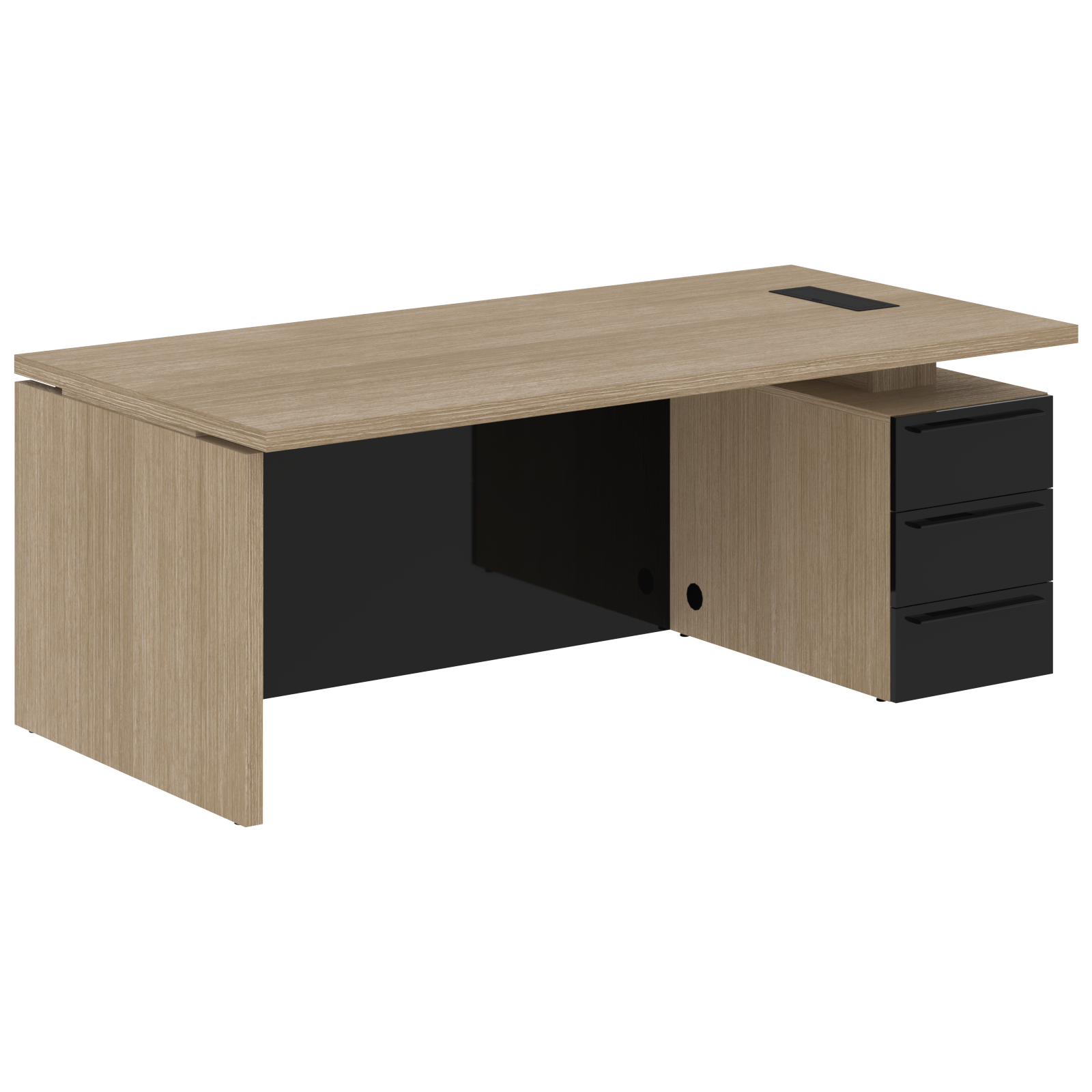 Стол письменный СП-064-25-23(R) Дуб Натуральный/Черный глянец 2000х900х750 KANON