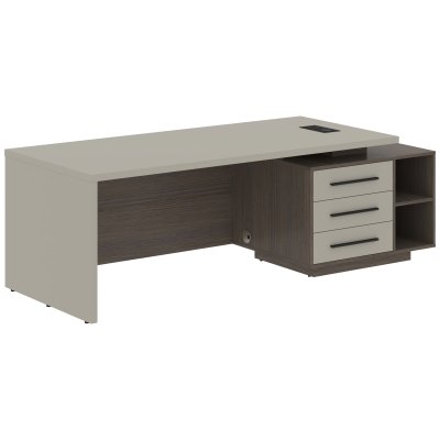 Стол руководителя с тумбой VCT 2390(R) Аметист/Черный матовый/Дуб Сильвер 2300х900х750 VELION