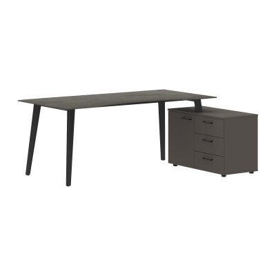 Стол руководителя с тумбой JCT 1813(R) Орех Мокко/Мокко/Антрацит 1800х1300х750 JAY