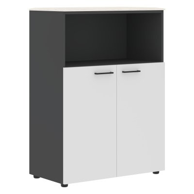 Шкаф с глухими малыми дверьми и топом JMC 85.3 Ясень белый/Белый/Антрацит 856х452х1184 JAY