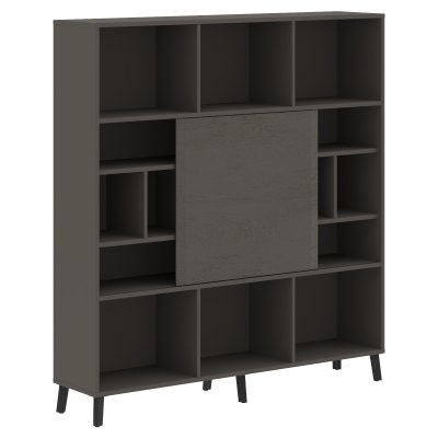 Стеллаж со слайд -дверью JHC 1840 Орех Мокко/Антрацит 1800х400х1950 JAY