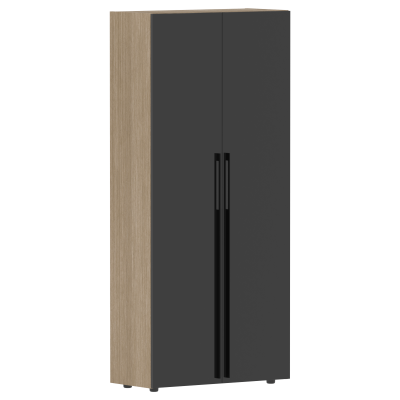 Шкаф высокий глухой СП-064-25-14 Черный глянец/Дуб Натуральный 900х450х2010 KANON