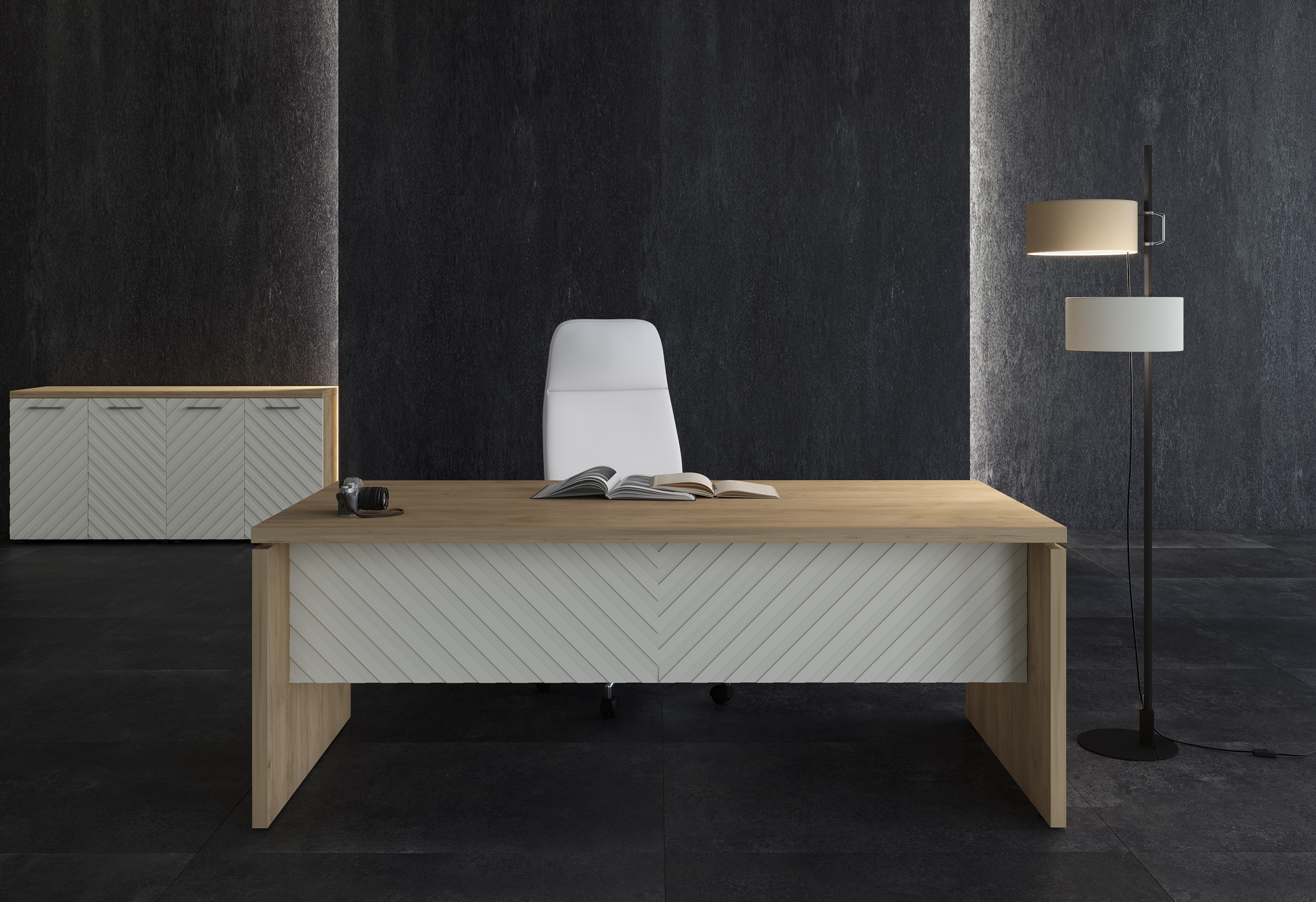 TORR LUX (Дуб Бофорт + Латте) + CHAIRMAN 929 (белый)