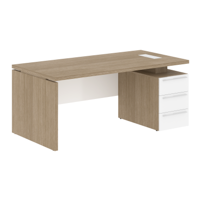 Стол письменный СП-064-25-25(R) Дуб Натуральный/Белый глянец 1800х900х750 KANON