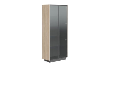 Шкаф шир. выс. со стеклянными дверями в раме СФ-574304 Дуб светлый/Черный графит 900х430х2100 LINE
