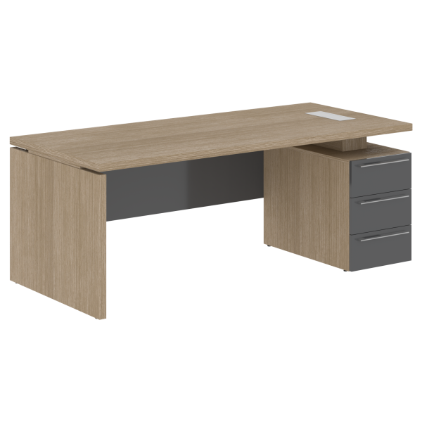 Стол письменный СП-064-25-05(R) Дуб Натуральный/Серый глянец 2000х900х750 KANON