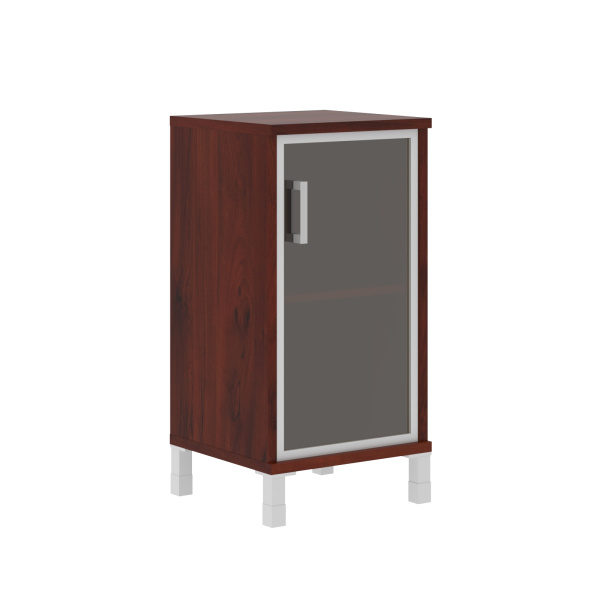 Шкаф-колонка низкая со стеклянной дверью в AL-рамке B 411.4(R) Бургунди 475х450х920 BORN