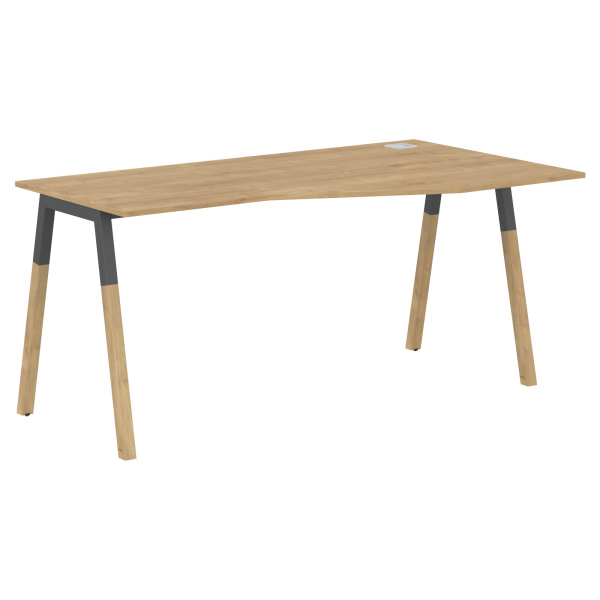 Стол FCT 1567(R) Дуб Гамильтон/Антрацит-Бук 1580х900(670)х733 FORTA