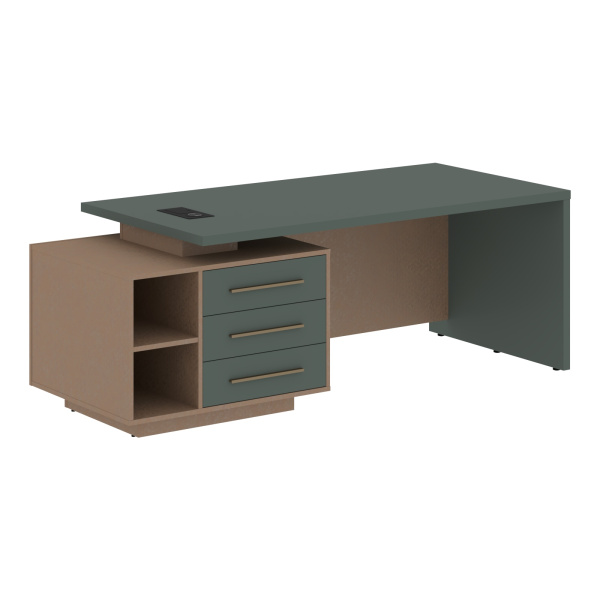 Стол руководителя с тумбой VCT 2190(L) Нефрит/Бронза браш/Кобра 2100х900х750 VELION