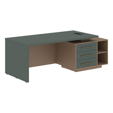 Стол руководителя с тумбой VCT 2190(R) Нефрит/Бронза браш/Кобра 2100х900х750 VELION