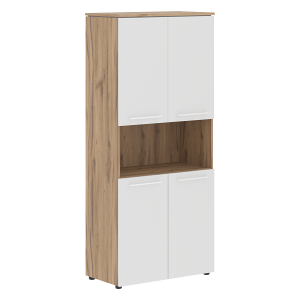 Шкаф с 2-мя комплектами глухих малых дверей MHC 85.4 Белый/Дуб Денвер светлый 854х423х1956 MORRIS TR