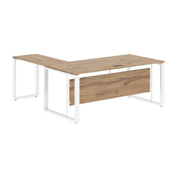 Стол руководителя угловой ECT 1819 Дуб Денвер светлый/Белый 1800х1900х750 ENIO