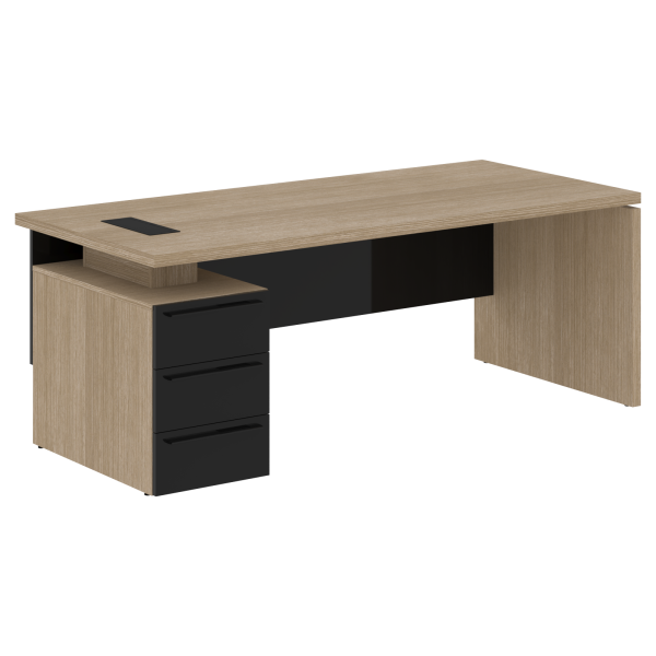 Стол письменный СП-064-25-05(L) Дуб Натуральный/Черный глянец 2000х900х750 KANON