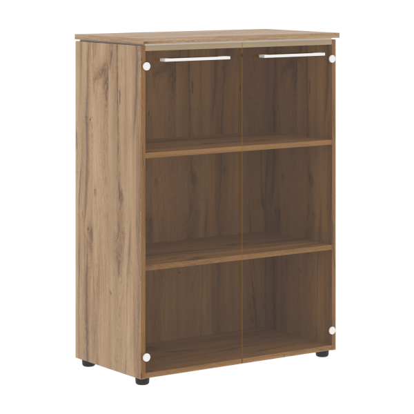 Шкаф со стеклянными дверьми MMC 85.2 Белый/Дуб Денвер светлый 854х423х1188 MORRIS TREND