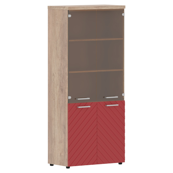 Шкаф комбинированный с топом TLHC 85.2 Красный/Дуб Каньон Z 856х450х1968 TORR LUX