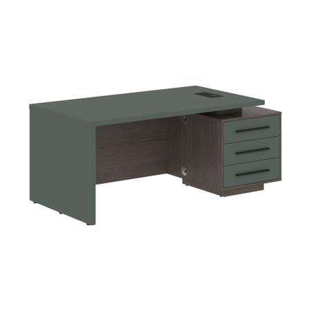 Стол руководителя с тумбой VCT 1890(R) Нефрит/Черный матовый/Дуб Сильвер 1800х900х750 VELION