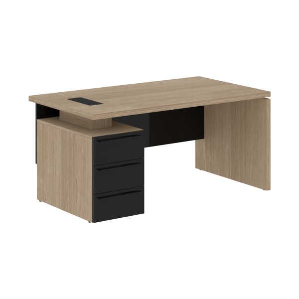 Стол письменный СП-064-25-06(L) Дуб Натуральный/Черный глянец 1600х900х750 KANON