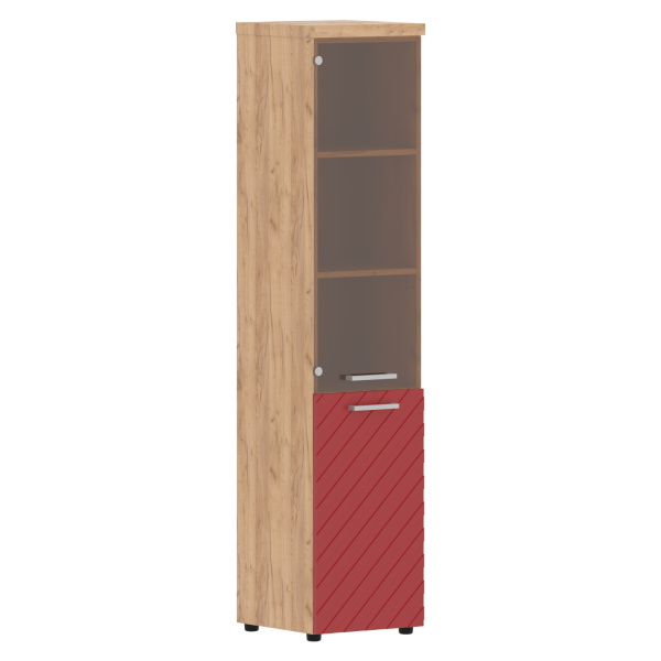 Шкаф колонка комбинированая с топом TLHC 42.2(L) Красный/Дуб Бофорд Z 430х450х1968 TORR LUX