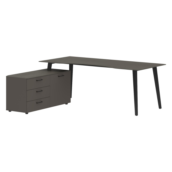 Стол руководителя с тумбой JCT 2018(L) Орех Мокко/Мокко/Антрацит 2000х1800х750 JAY