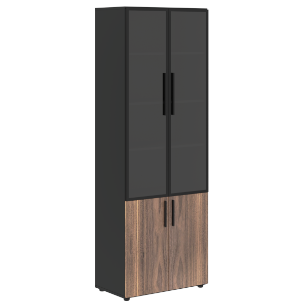 Шкаф высокий широкий VRHCS 80.2 Американский орех/Яшма черный 800х430х2253 VELION VENEER