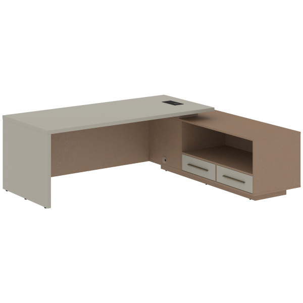 Стол руководителя с тумбой VCT 2319(R) Аметист/Бронза браш/Кобра 2300х1900х750 VELION