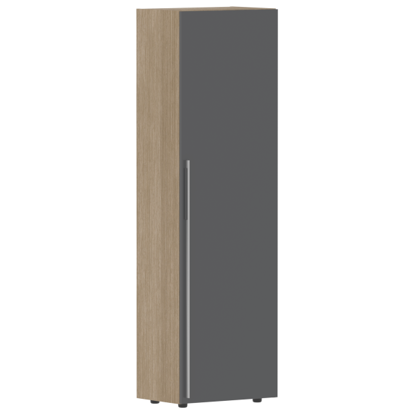 Гардероб узкий СП-064-25-12(R) Серый глянец/Дуб Натуральный 600х400х2010 KANON