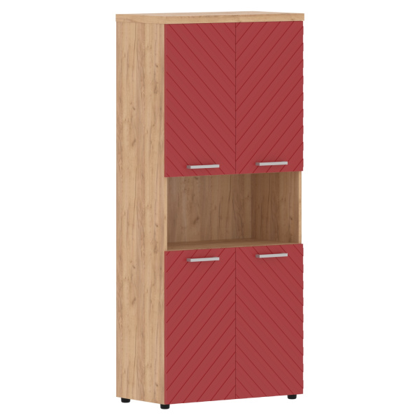 Шкаф с комплектами малых дверей и топом TLHC 85.4 Красный/Дуб Бофорд Z 854х452х1968 TORR LUX