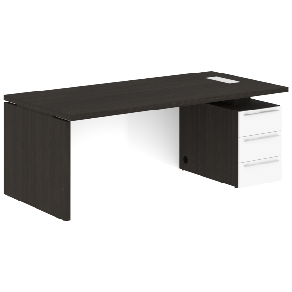 Стол письменный СП-064-25-23(R) Дуб Мореный/Белый глянец 2000х900х750 KANON