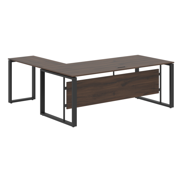 Стол руководителя угловой ECT 2019 Дуб Денвер темный/Антрацит 1800х1900х750 ENIO