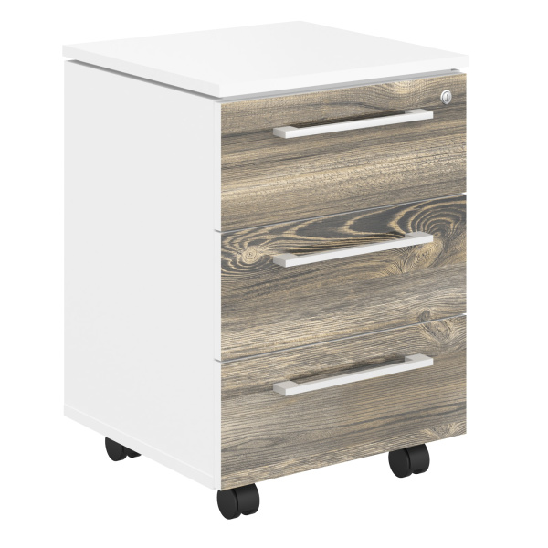Тумба мобильная MMC-3D.A Дуб Базель/Белый 465х450х652 MORRIS