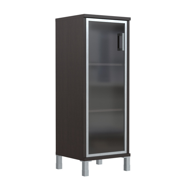 Шкаф-колонка средняя со стеклянной дверью в AL-рамке B 421.7(L) Венге Магия 475х450х1286 BORN
