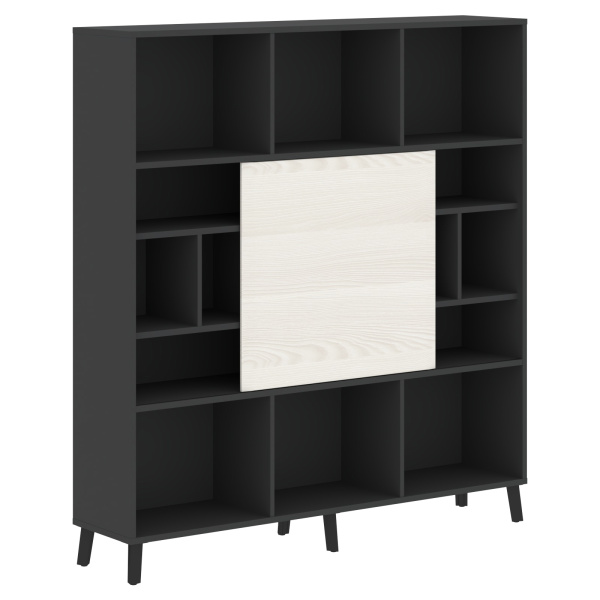 Стеллаж со слайд -дверью JHC 1840 Ясень белый/Антрацит 1800х400х1950 JAY