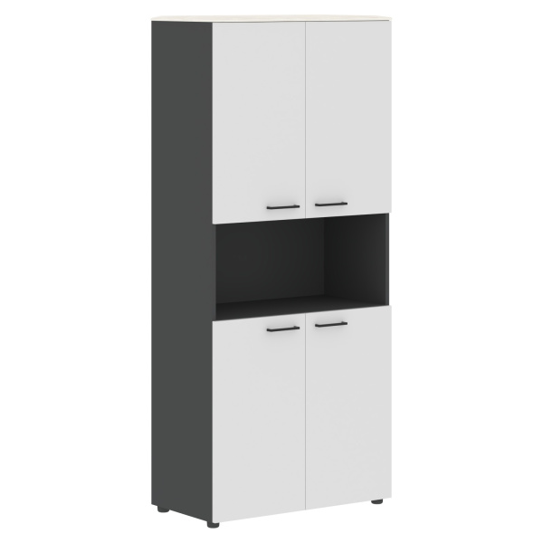 Шкаф с 2-мя комп-ми глухих малых дверей и топом JHC 85.4 Ясень белый/Белый/Антрацит 856х452х1949 JAY