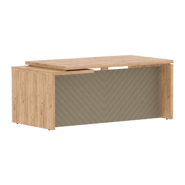 Стол руководителя TLCT 189(R) Дуб Бофорд Z/Капучино 1800х900х750 TORR LUX