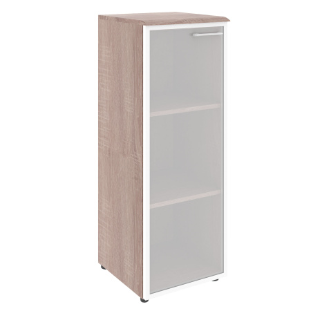 Шкаф колонка с стеклянной дверью в алюминиевой раме (L) и топом WMC 42.7(L) Дуб Сонома 432х432х1184 