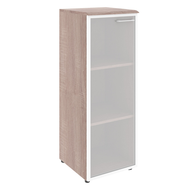 Шкаф колонка с стеклянной дверью в алюминиевой раме (L) и топом WMC 42.7(L) Дуб Сонома 432х432х1184 