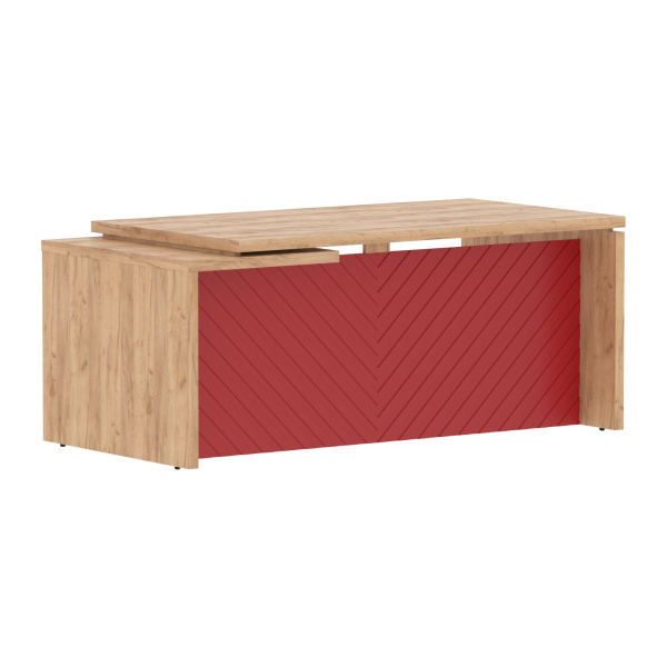 Стол руководителя TLCT 189(R) Дуб Бофорд Z/Красный 1800х900х750 TORR LUX