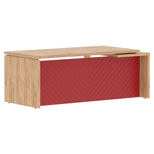 Стол руководителя TLCT 209(L) Дуб Бофорд Z/Красный 2000х900х750 TORR LUX
